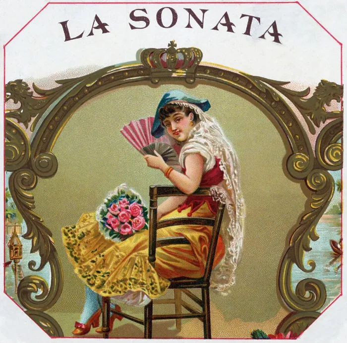 Framed Print : Design On La Sonata Cigar Box W / Woman Framed Print : Design On La Sonata Cigar Box W / Woman