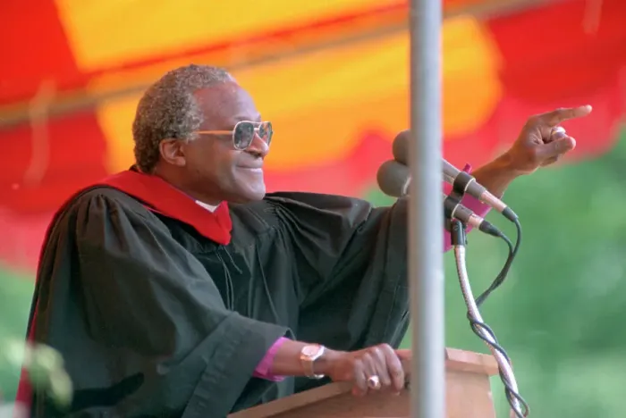 Framed Print : Desmond Tutu Gestures While Addressing Framed Print : Desmond Tutu Gestures While Addressing
