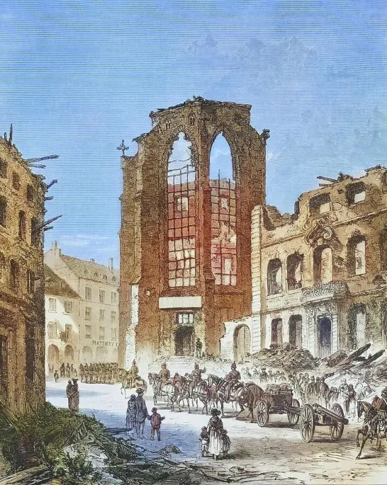 Framed Print : The destroyed library building in Strasbourg in 1870, illustrated war history, German, French war 1870-1871, Germany, France Framed Print : The destroyed library building in Strasbourg in 1870, illustrated war history, German, French war 1870-1871, Germany, France