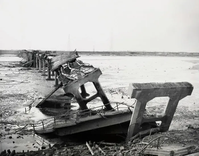 Framed Print : Destroyed Songchon River Bridge Framed Print : Destroyed Songchon River Bridge
