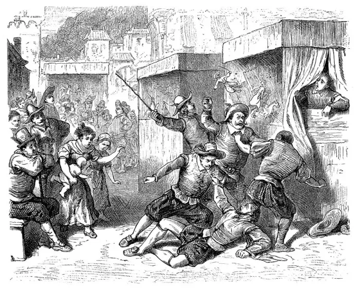 Framed Print : Destruction of a Spanish puppet theater Framed Print : Destruction of a Spanish puppet theater