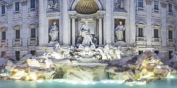 Details of the statues of the Trevi Fountain in Rome, Lazio, Italy