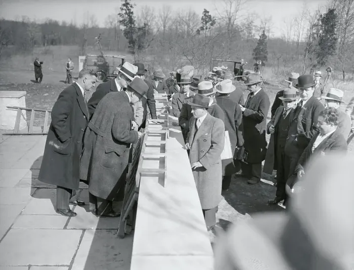 Framed Print : Detectives Examining Woodworks Outdoors Framed Print : Detectives Examining Woodworks Outdoors