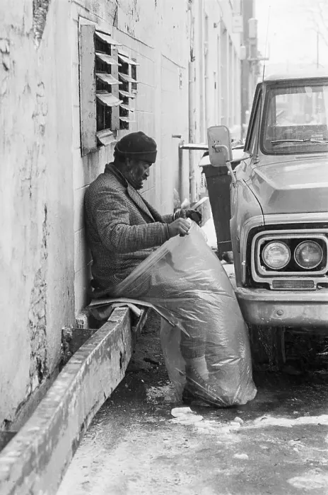 Framed Print : Detroit Homeless Man in Alley Framed Print : Detroit Homeless Man in Alley
