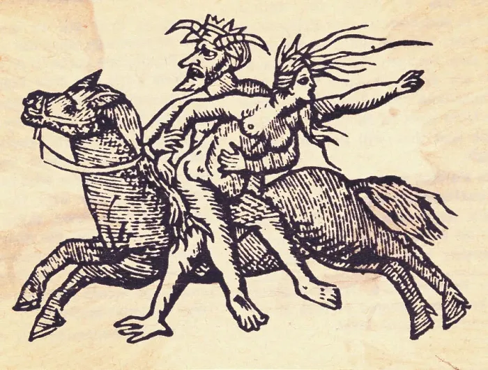 Framed Print : Devil Riding with Witch Framed Print : Devil Riding with Witch