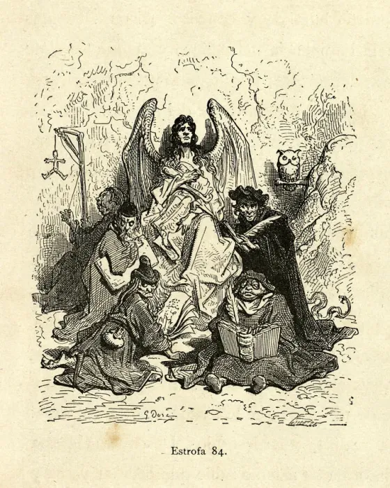Framed Print : Devil watching of the work of bureaucrats writing reports Framed Print : Devil watching of the work of bureaucrats writing reports