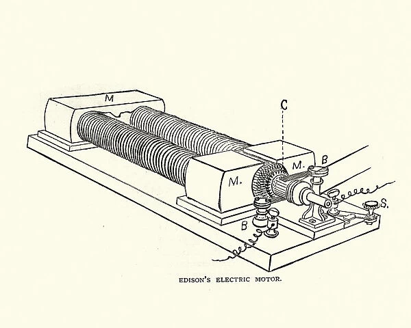 Diagram of Edisons electric motor, 19th Century