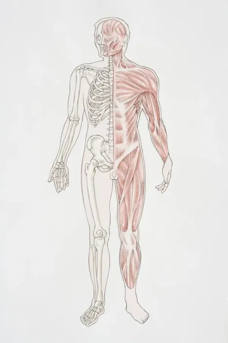 Framed Print : Diagram illustrating the human musculo-skeletal system