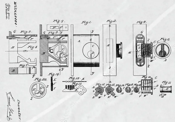 Framed Print : Diagram of a Lock Mechanism Framed Print : Diagram of a Lock Mechanism