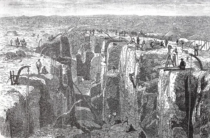 Framed Print : Diamond mining near Kimberley in 1880, South Africa, Historic, digitally restored reproduction of an original 19th century artwork, exact original date unknown