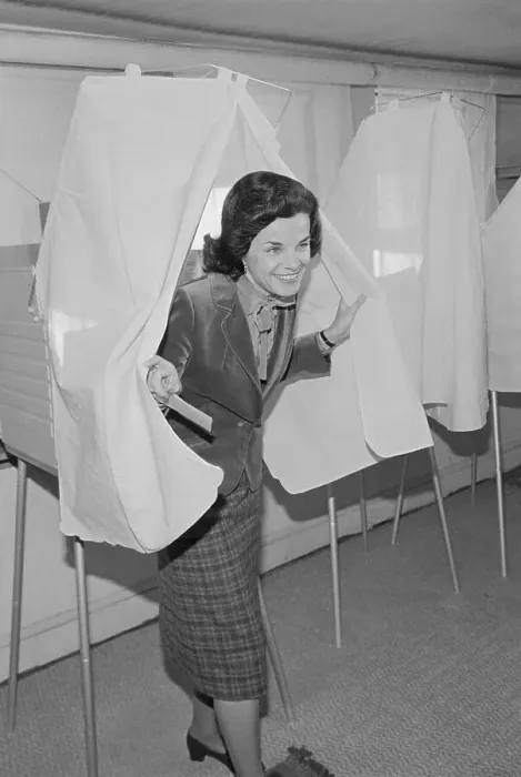 Framed Print : Diane Feinstein Exiting Voting Booth Framed Print : Diane Feinstein Exiting Voting Booth