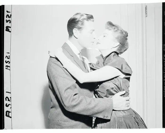 Framed Print : Dianne Foster Embracing a Gentlemen