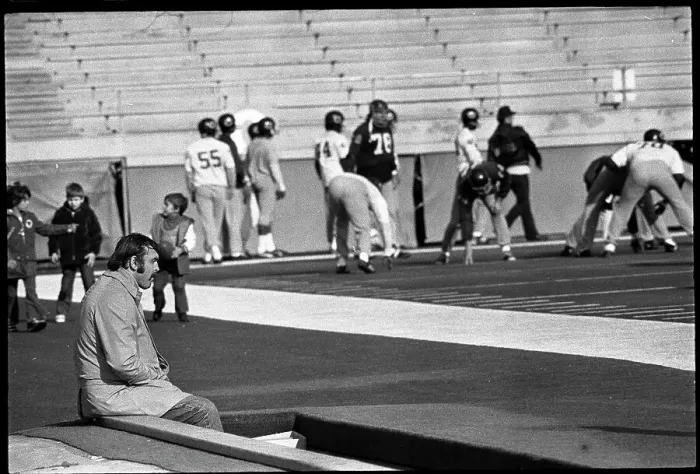 Framed Print : Dick Butkus Seated on Sidelines During Practice Framed Print : Dick Butkus Seated on Sidelines During Practice