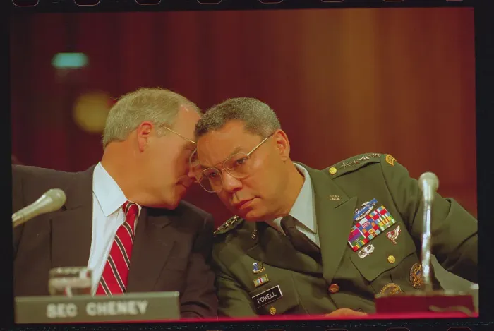 Framed Print : Dick Cheney and Colin Powell Framed Print : Dick Cheney and Colin Powell