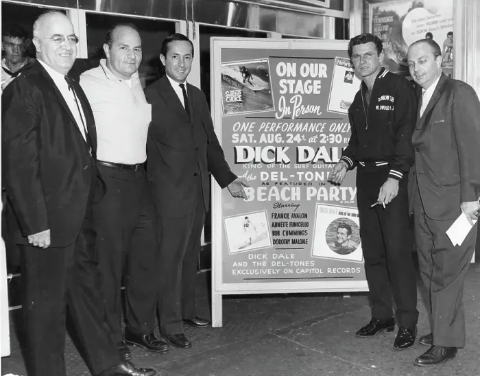 Framed Print : Dick Dale with Advertisement for Performace Framed Print : Dick Dale with Advertisement for Performace