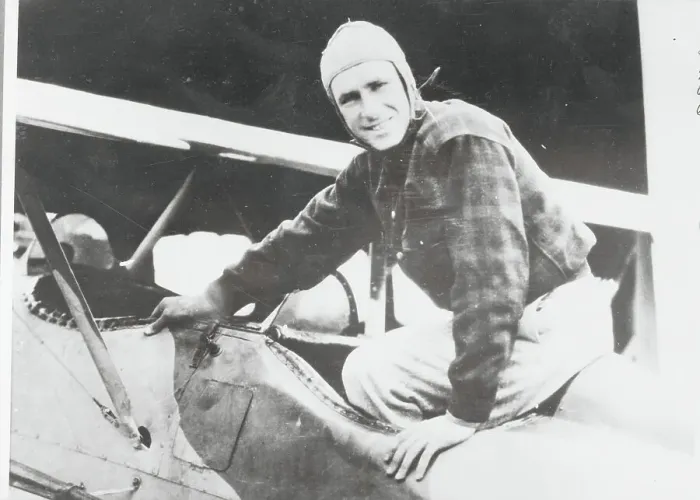 Framed Print : Dick Grace Posing in Plane Framed Print : Dick Grace Posing in Plane