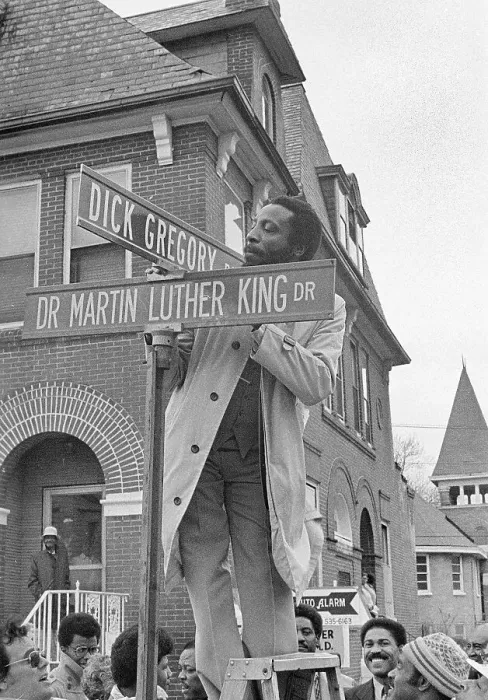 Framed Print : Dick Gregory Helping Rename Street After Him Framed Print : Dick Gregory Helping Rename Street After Him