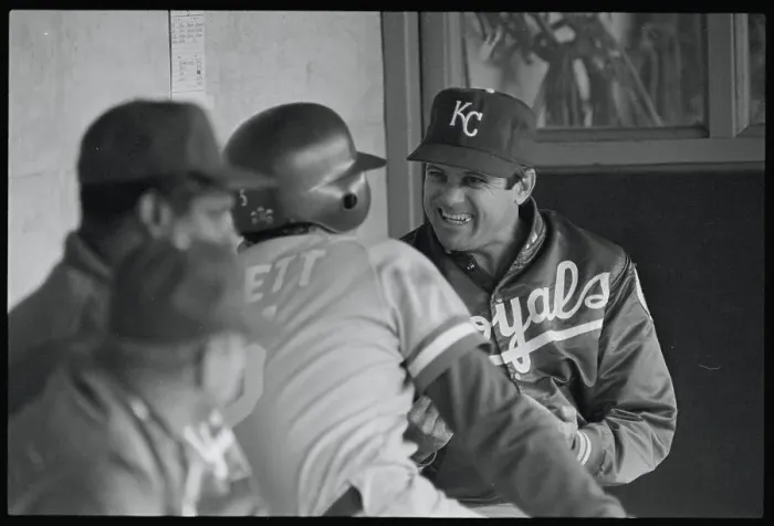 Framed Print : Dick Howser Chatting with George Brett Framed Print : Dick Howser Chatting with George Brett