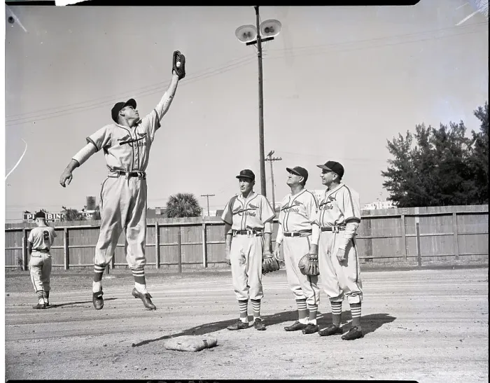 Framed Print : Dick Sisler Jumps To Field Ball Framed Print : Dick Sisler Jumps To Field Ball