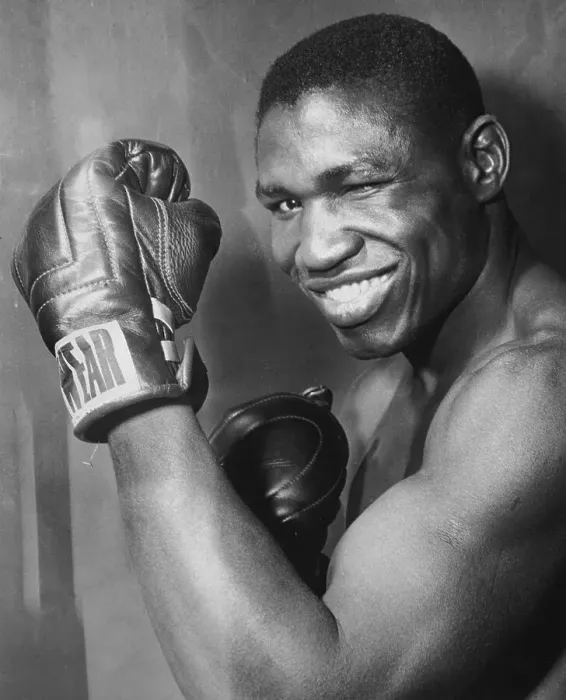 Framed Print : Dick Tiger Poses W / Flexed Arm &Gloves Framed Print : Dick Tiger Poses W / Flexed Arm &Gloves