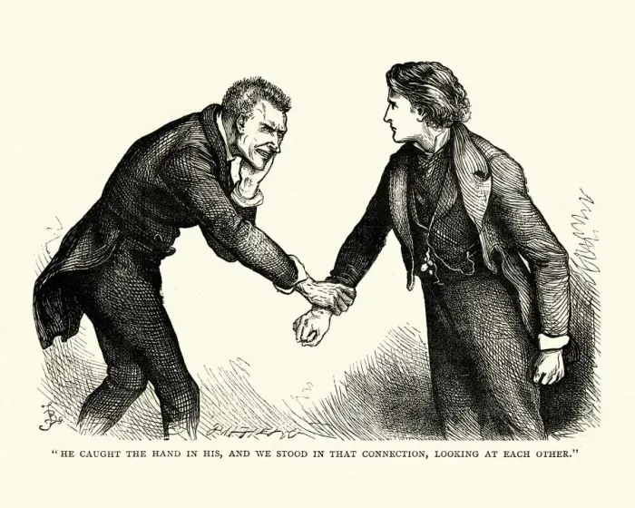 Framed Print : Dickens, David Copperfield, He caught the hand in his Framed Print : Dickens, David Copperfield, He caught the hand in his