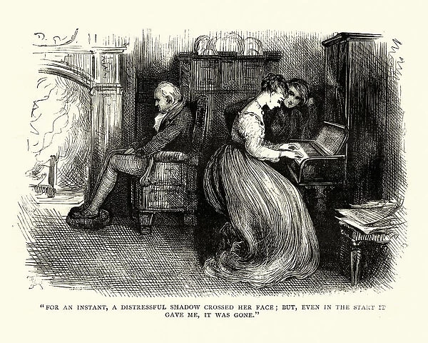 Dickens, David Copperfield, a distressful shadow crossed her face