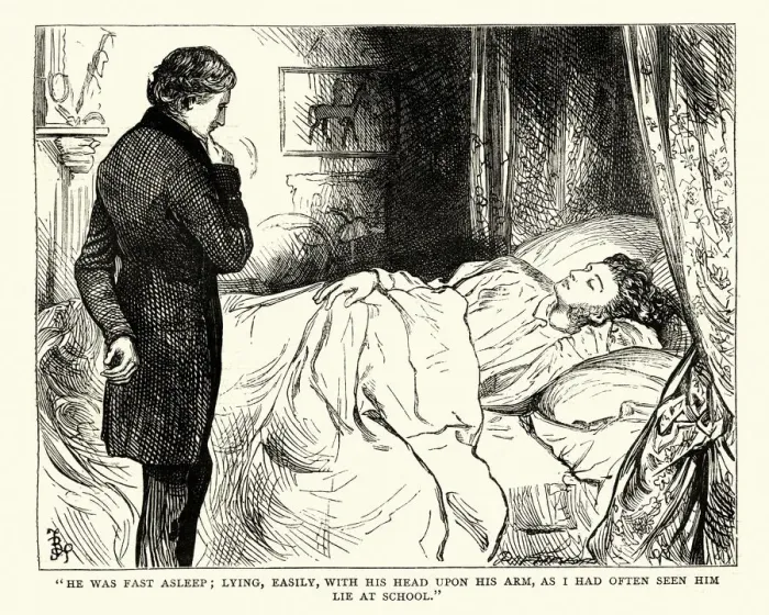 Framed Print : Dickens, David Copperfield, He was fast asleep; lying, easily Framed Print : Dickens, David Copperfield, He was fast asleep; lying, easily