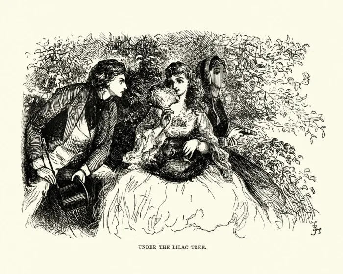 Framed Print : Dickens, David Copperfield, Under the lilac tree Framed Print : Dickens, David Copperfield, Under the lilac tree