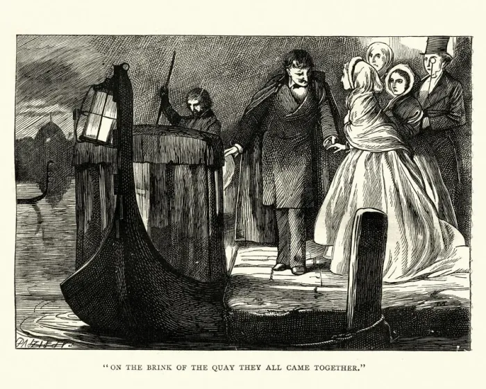 Framed Print : Dickens, Little Dorrit, On the brink of the quay Framed Print : Dickens, Little Dorrit, On the brink of the quay