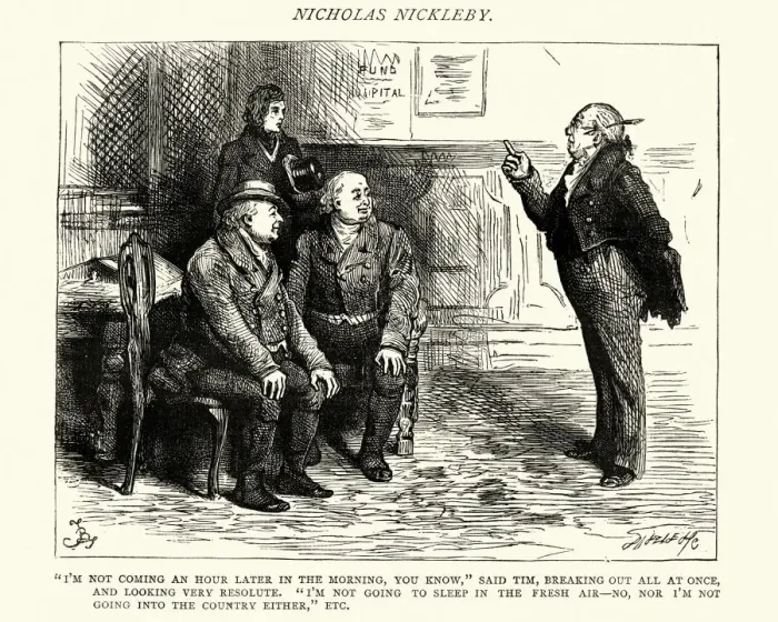 Framed Print : Dickens, Nicholas Nickleby, I m not coming an hour later Framed Print : Dickens, Nicholas Nickleby, I m not coming an hour later