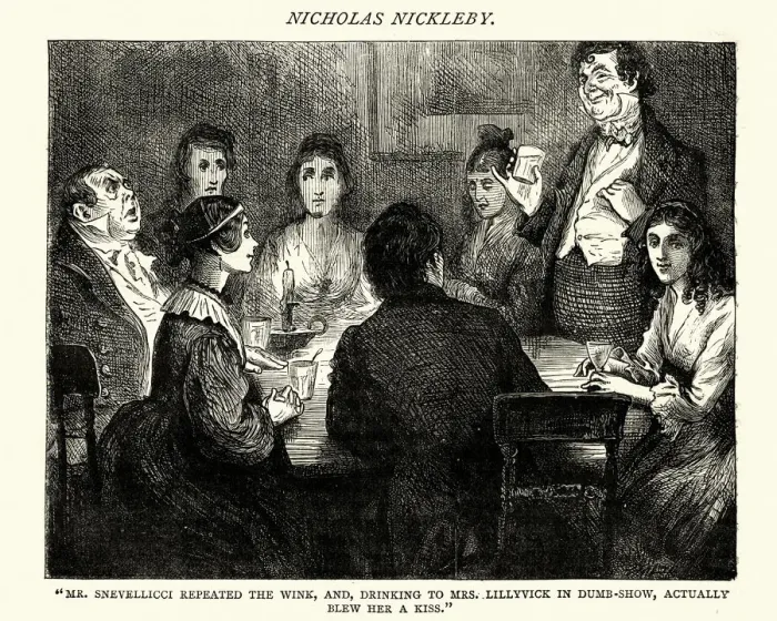 Framed Print : Dickens, Nicholas Nickleby, Mr Snevellicci repeated the wink Framed Print : Dickens, Nicholas Nickleby, Mr Snevellicci repeated the wink