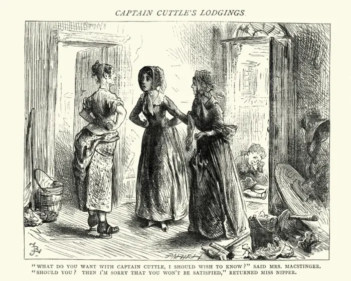 Framed Print : Dickenss Dombey and Son Captain Cuttles Lodgings Framed Print : Dickenss Dombey and Son Captain Cuttles Lodgings