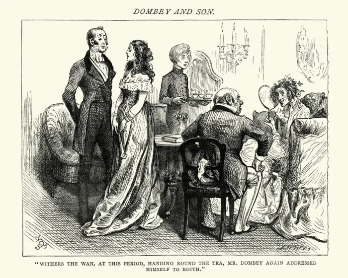 Framed Print : Dickenss Dombey and Son handing round the tea Framed Print : Dickenss Dombey and Son handing round the tea