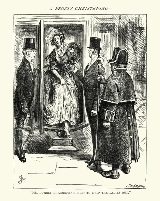 Framed Print : Dickenss Dombey and Son - to help the ladies out Framed Print : Dickenss Dombey and Son - to help the ladies out