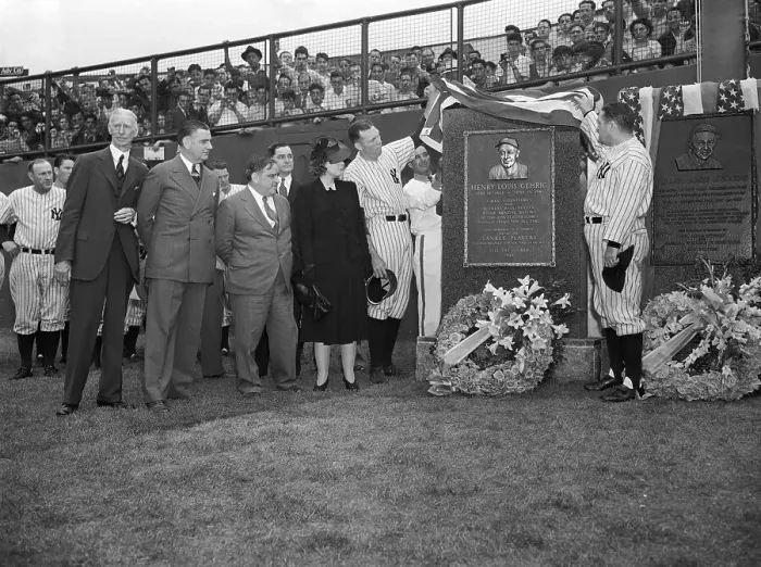 Framed Print : Bill Dickey and Joe McCarthy Unveiling Lou Gehrig Monument Framed Print : Bill Dickey and Joe McCarthy Unveiling Lou Gehrig Monument