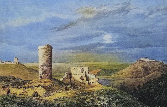 Framed Print : Die drei Gleichen, ein medalterliches Burgenensemble (f. l. t. r.:) Wachsenburg, Burg Gleichen, Muehlburg, Thuringia, Germany, c. 1885, Historical, digitally restored reproduction from a 19th century original, The three Gleichen, a medieval castle Framed Print : Die drei Gleichen, ein medalterliches Burgenensemble (f. l. t. r.:) Wachsenburg, Burg Gleichen, Muehlburg, Thuringia, Germany, c. 1885, Historical, digitally restored reproduction from a 19th century original, The three Gleichen, a medieval castle