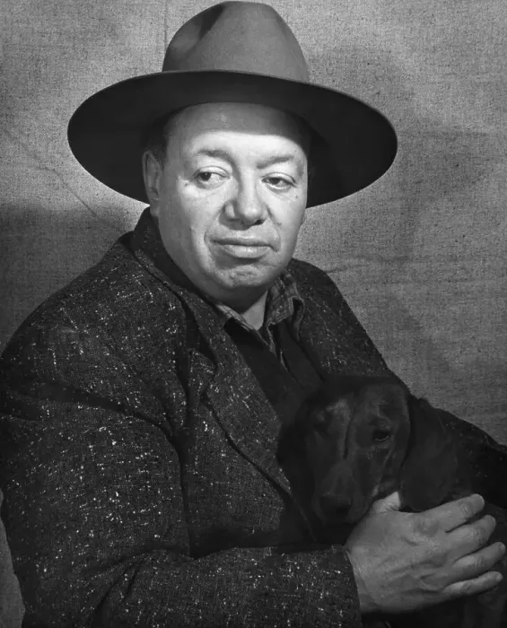 Framed Print : Diego Rivera Holding Dachshund Framed Print : Diego Rivera Holding Dachshund