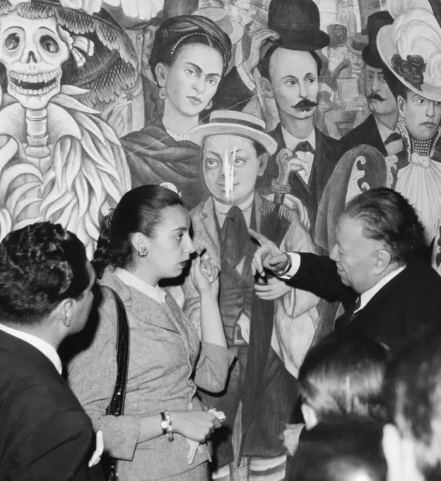 Framed Print : Diego Rivera Pointing to a Painting Framed Print : Diego Rivera Pointing to a Painting