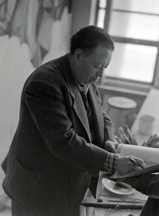 Framed Print : Diego Rivera Working with Drawing Framed Print : Diego Rivera Working with Drawing