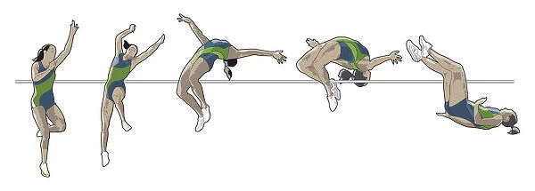 Different stages of athelete performing Fosbury Flop