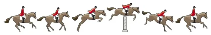 Framed Print : Different stages of showjumper approaching, jumping and landing Framed Print : Different stages of showjumper approaching, jumping and landing