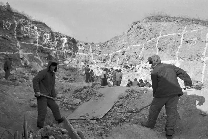 Framed Print : Digging at the Site of Peking Man Framed Print : Digging at the Site of Peking Man
