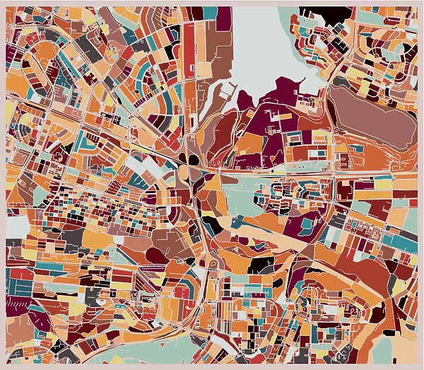 digitai art background, map of Reykjavik city