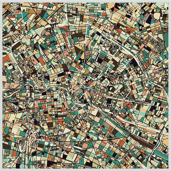digital art ornate background, map of Berlin city