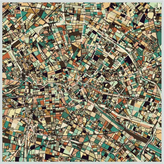 Framed Print : digital art ornate background, map of Berlin city Framed Print : digital art ornate background, map of Berlin city
