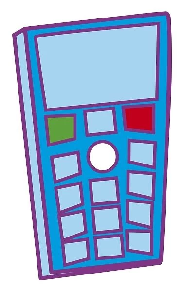 Digital cartoon of blue mobile phone