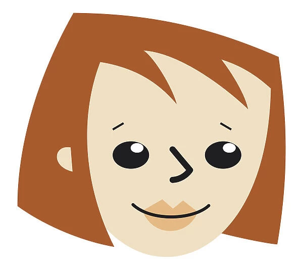 Digital cartoon of girl with brown bob hairstyle
