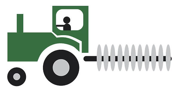 Digital cartoon illustration of tractor