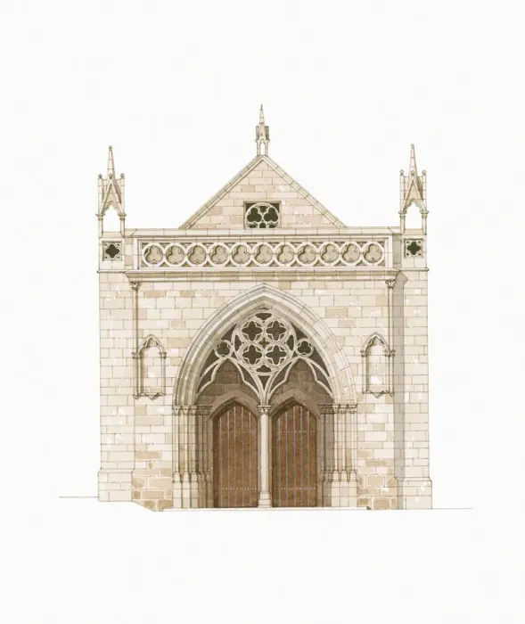 Framed Print : Digital illustration of 14th century Porche du Peuple of Cathedrale St-Tugdual in Treguier, Brittany Framed Print : Digital illustration of 14th century Porche du Peuple of Cathedrale St-Tugdual in Treguier, Brittany