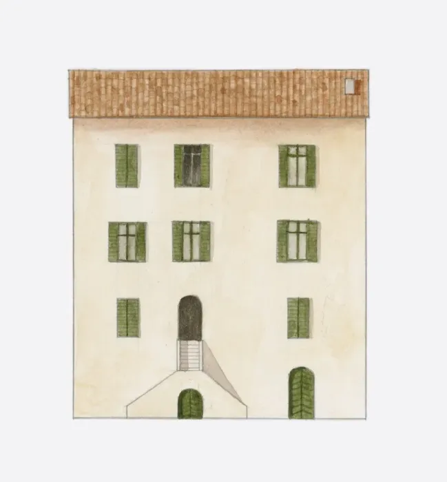 Framed Print : Digital illustration of apartment house on island of Corsica, modelled on condominiums consisting of several apartments Framed Print : Digital illustration of apartment house on island of Corsica, modelled on condominiums consisting of several apartments
